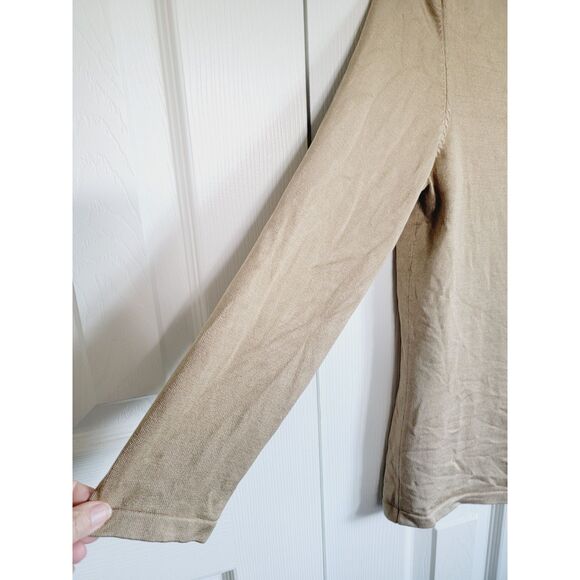 Lauren Ralph Lauren S 82% Silk Blend Sweater Women's Medium Camel‎ LS Boatnck - Picture 4 of 4